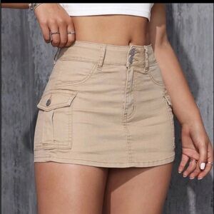Cargo Denim Mini Skort with Pockets